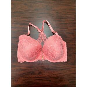 Victoria’s Secret Lined Demi Pink Lace Racerback Front Closure Bra Size 34DDD